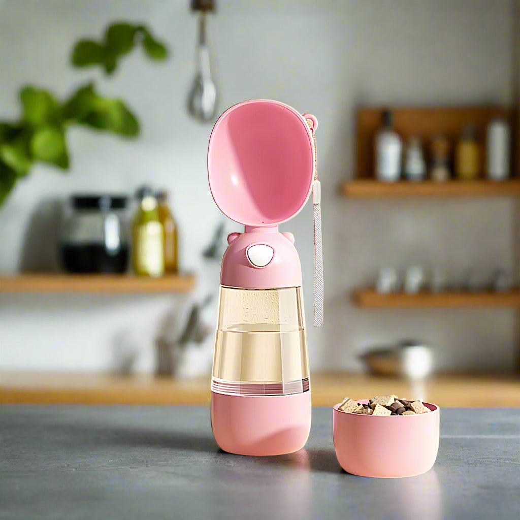 Gourde pour chien Portable 2 en 1 rose