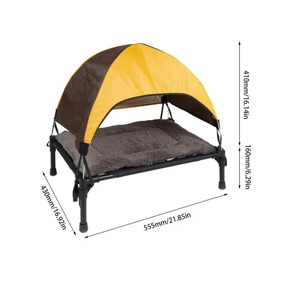 Outdoor Elevated Dog Bed Foldable Raised Pet Cot With Removable Canopy Shade Tent Breathable Dog Bed Carrying Bag For Camping Royaume Animalier