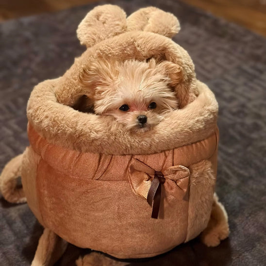 Sac transport chien PeluchePorteur brun