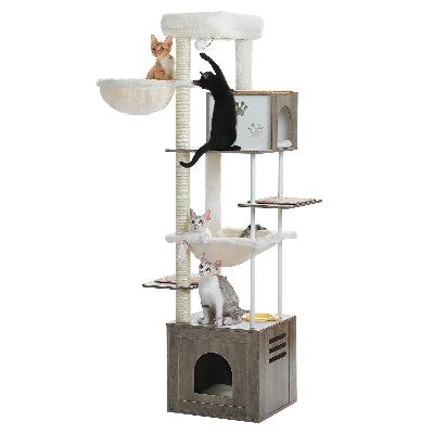 ARBRE A CHAT EN BOIS | Élégance Naturelle style condo Royaume Animalier