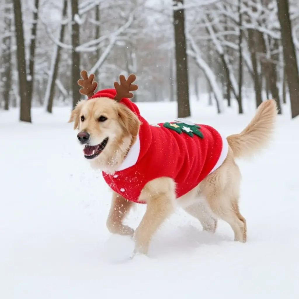 Chien neige porte pull de noel chien CapuChien Festif