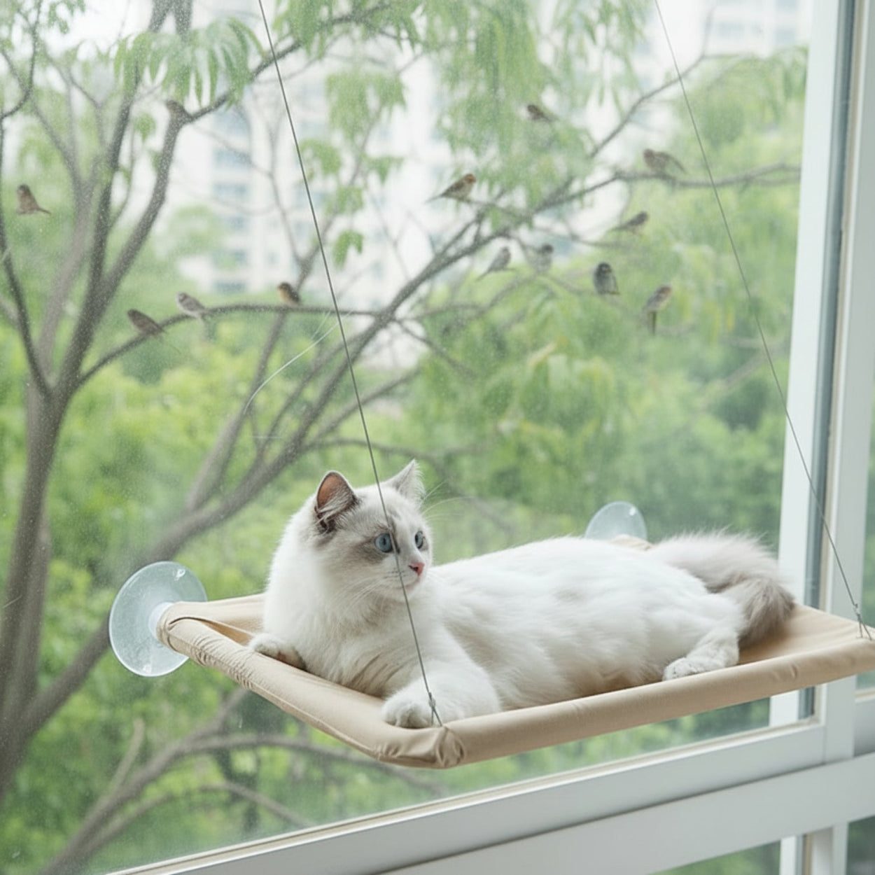 HAMAC DE FENETRE POUR CHAT | SunSnooze™ Royaume Animalier