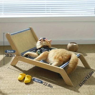 hamac pour chat sur pied rayé bleu 26x32x58cm