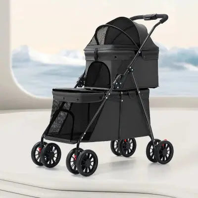 Poussette pour chiens double noir