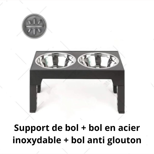 support gamelle chien pliable avec bol anti glouton