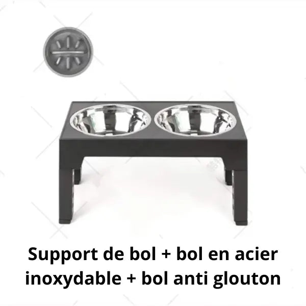support gamelle chien pliable avec bol anti glouton