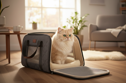 Chat dans un sac de transport souple — Royaume Animalier