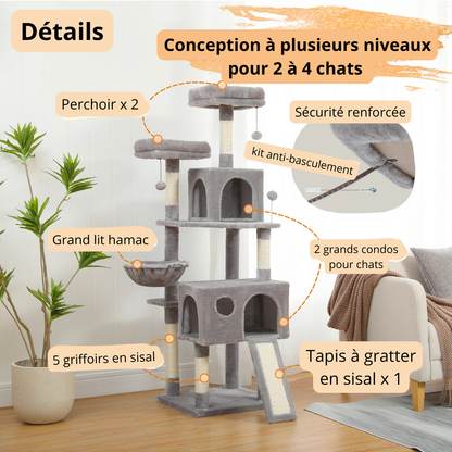 ARBRE A CHATS | Luxe Premium 5 Niveaux 162cm