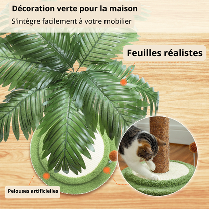 Griffoir à chat palmier avec feuilles réalistes