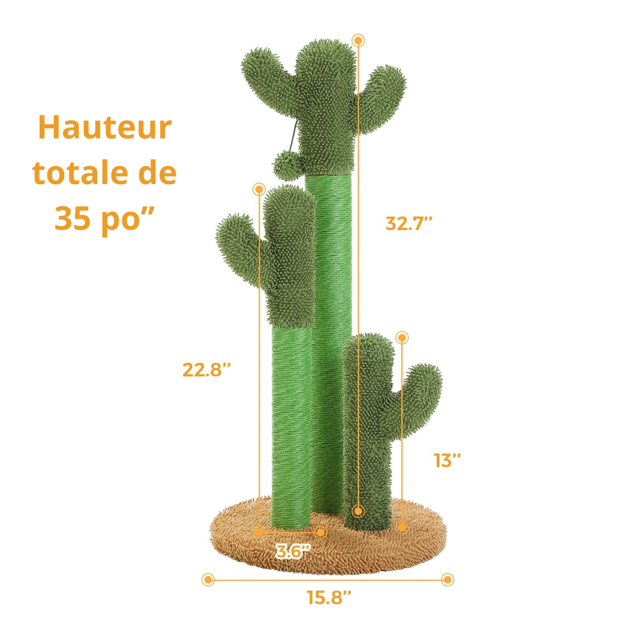 Griffoir cactus brun hauteur 35 pouces
