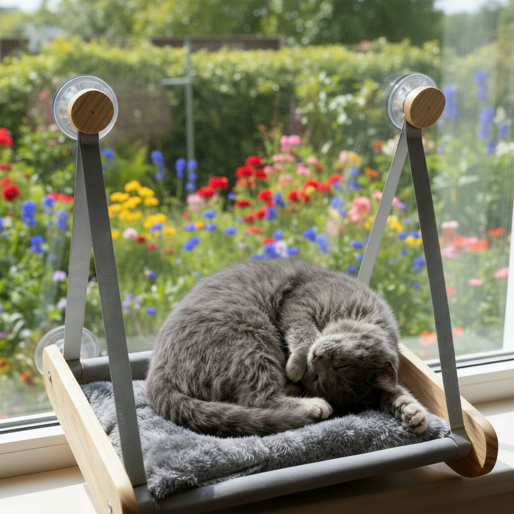 Hamac de fenêtre pour chat avec coussin en peluche