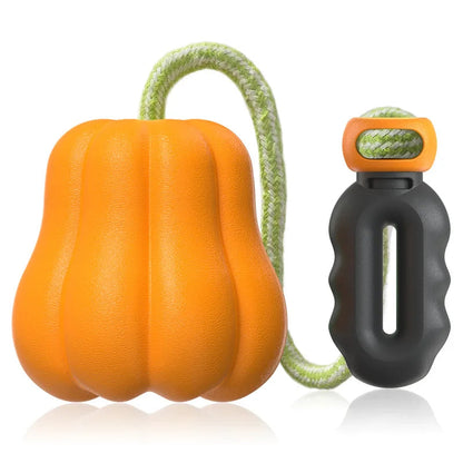Squeak Dog Toy Tough Chew Toy Interactive Toy for Small/Medium/Large Dogs To Rubber Pumpkin with Drawstring Trowing Halloween Royaume Animalier