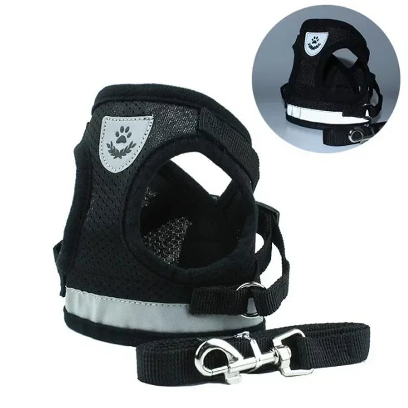 Vest Harness Leash Adjustable Mesh Vest Dog Harness Collar Chest Strap Leash Harnesses With Traction Rope XS/S/M/L/XL Royaume Animalier