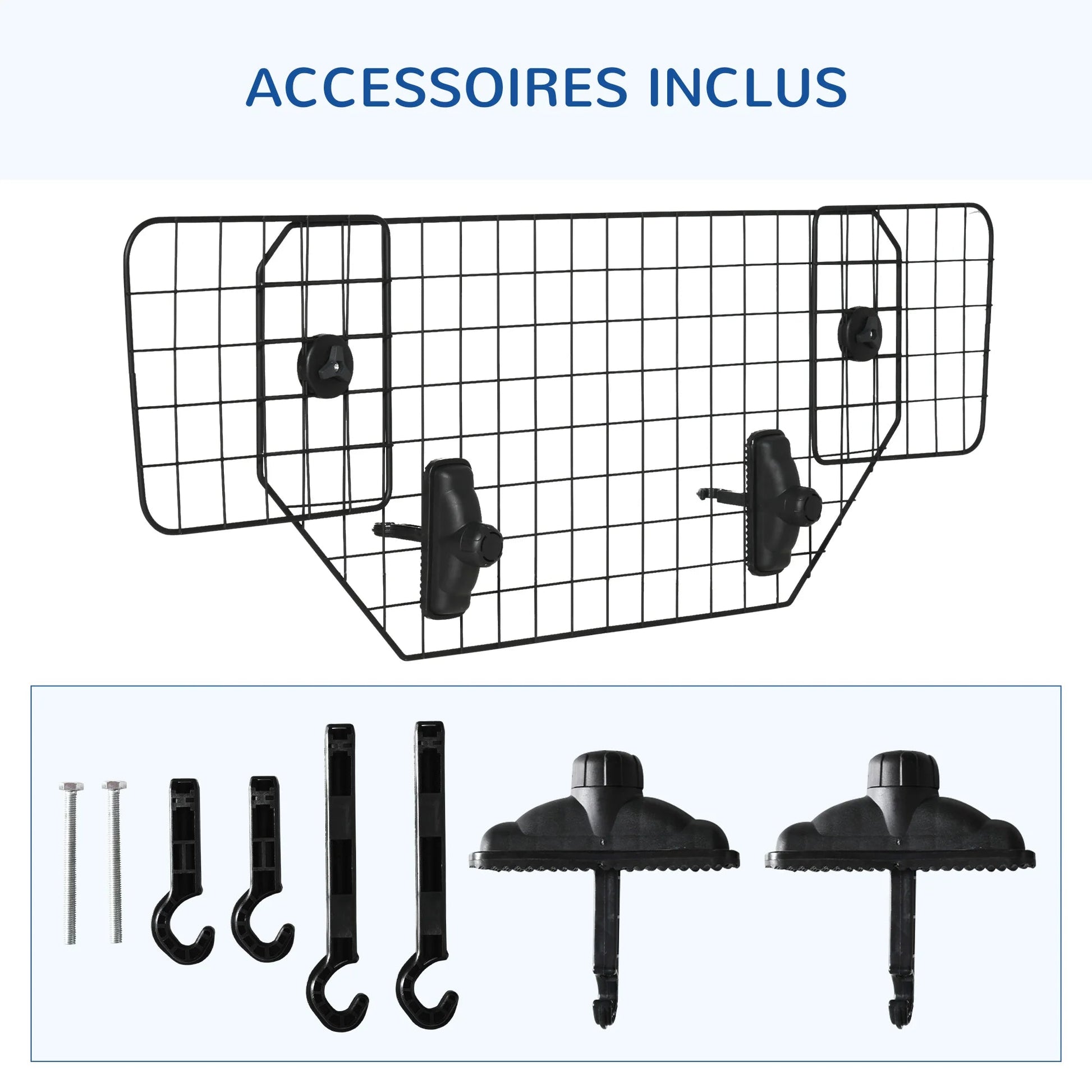 Grille de séparation voiture chien – schéma dimensions réglables 90 à 120 cm