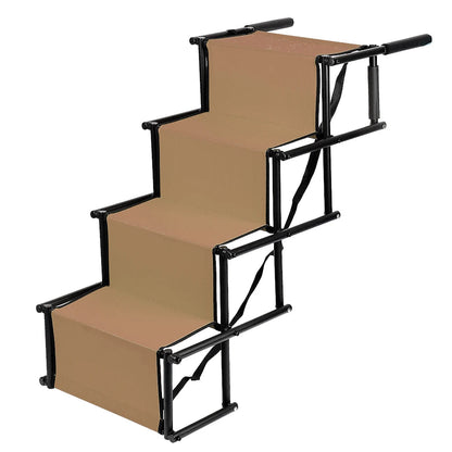 Rampe pour chiens voiture brune pliable à quatre marches