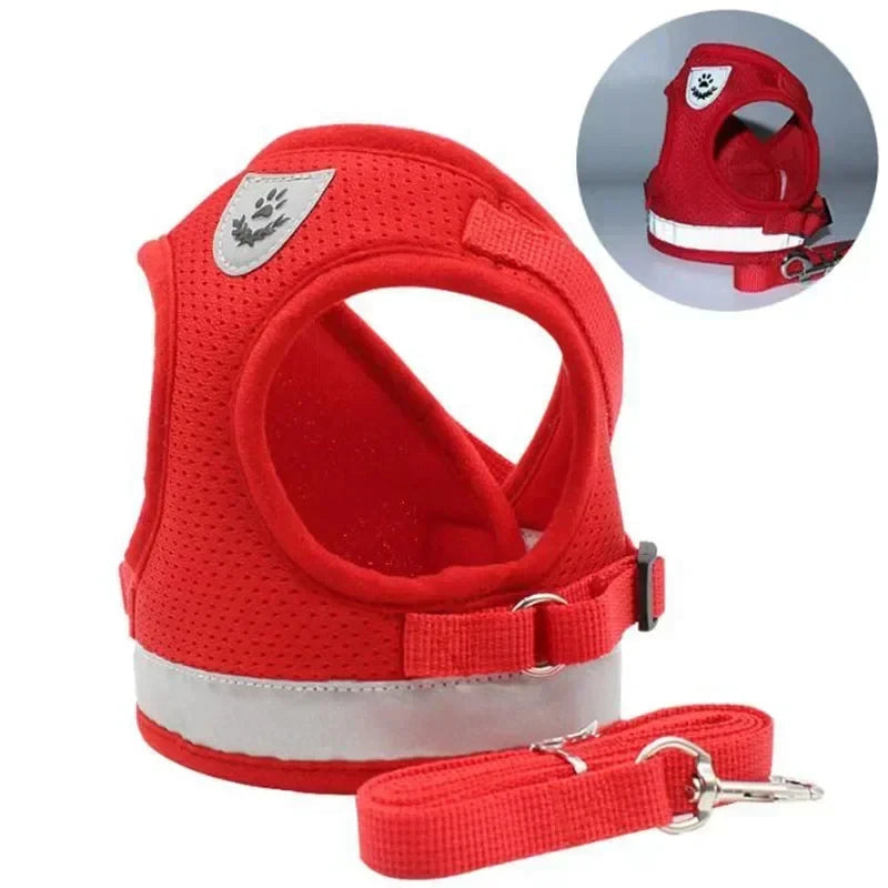 Vest Harness Leash Adjustable Mesh Vest Dog Harness Collar Chest Strap Leash Harnesses With Traction Rope XS/S/M/L/XL Royaume Animalier