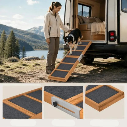 Rampe pour voiture pour chien pliable présentée avec ses détails de conception