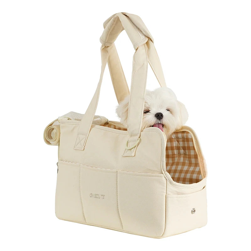 Sac de transport pour chien Canibag petit chien dans sac beige