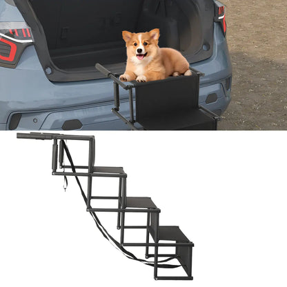 Rampe escalier pour chien fixée au coffre de voiture