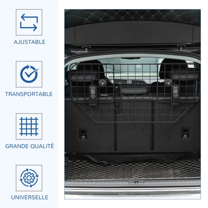 Grille de séparation voiture chien – caractéristiques : réglable, solide, installation sans outil
