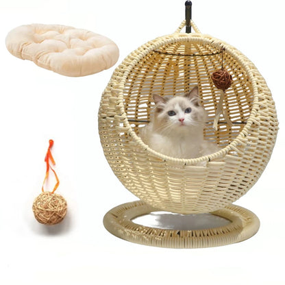 Internet celebrity semi-enclosed pet hammock cat nest cat cage round cat hanging bed basket rattan summerhammock Royaume Animalier