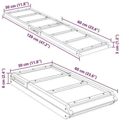 Dog Ramp 120 X 30 cm Made of Solid Gray Fir Wood Foldable with Non-Slip Surface for Car Sofa Bed and Pets, Safe Access Easy Transport Family Home Indoor Royaume Animalier