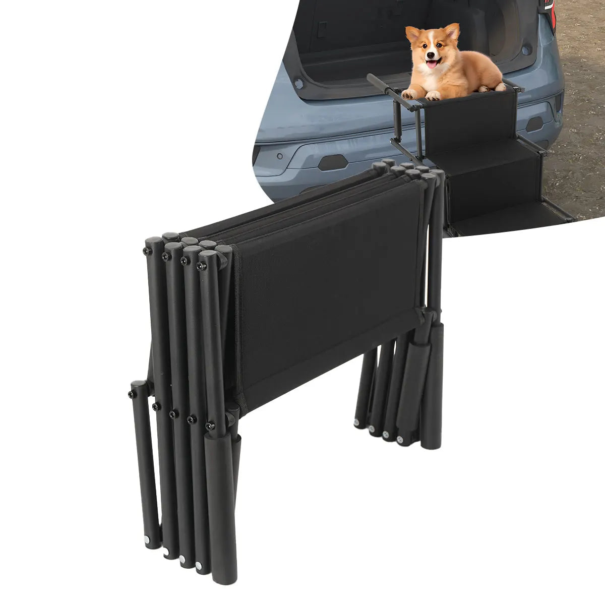 Rampe escalier pour chien pliable compacte repliée