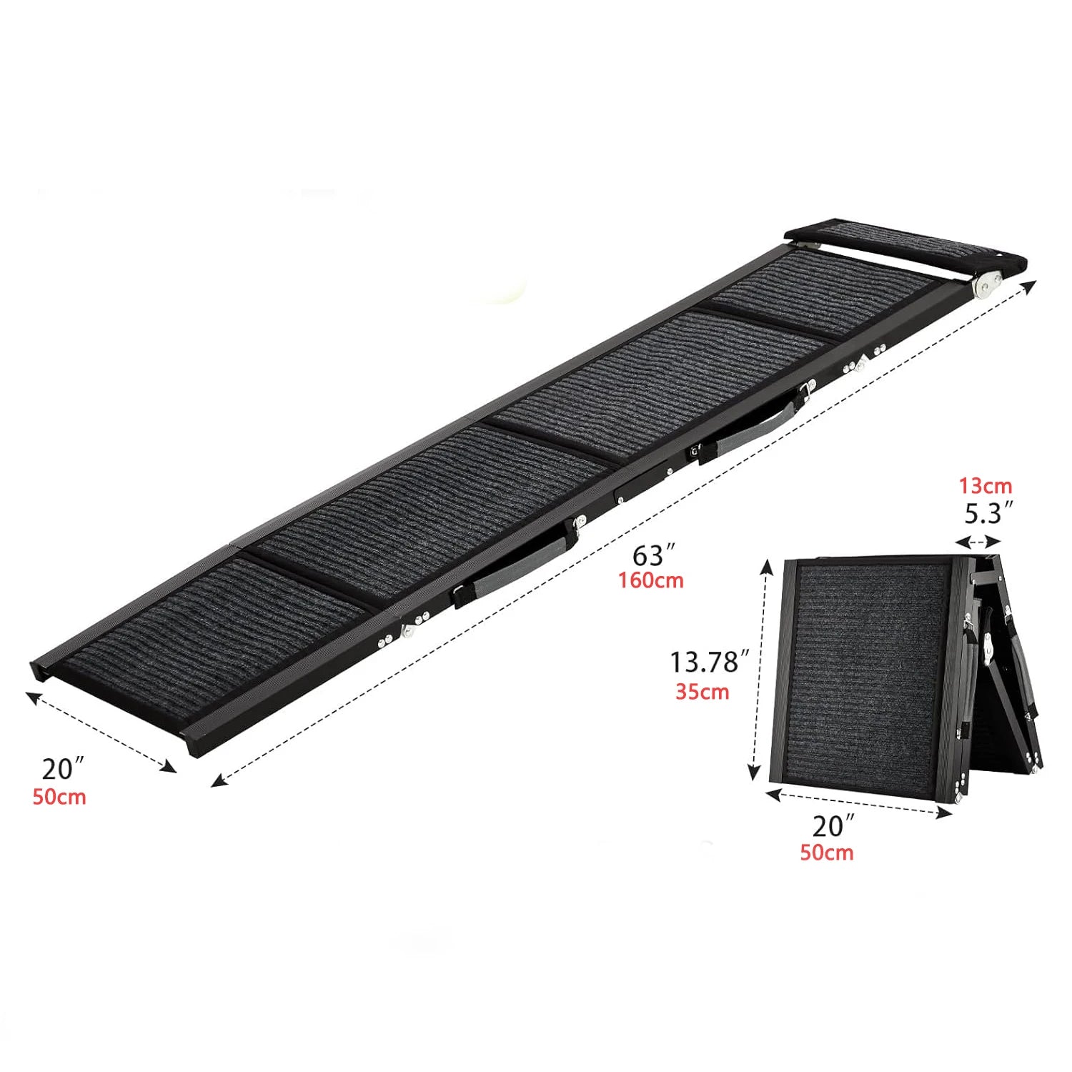 160cm/180cm Long Portable Folding Pet Ramp Stair For Cars Trucks & SUVs Fits Large Dogs with Non-Slip Rug Surface Up to 120kg Royaume Animalier