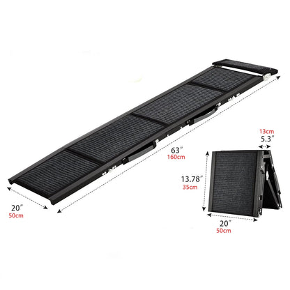 160cm/180cm Long Portable Folding Pet Ramp Stair For Cars Trucks & SUVs Fits Large Dogs with Non-Slip Rug Surface Up to 120kg Royaume Animalier