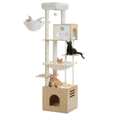 ARBRE A CHAT EN BOIS | Élégance Naturelle style condo Royaume Animalier