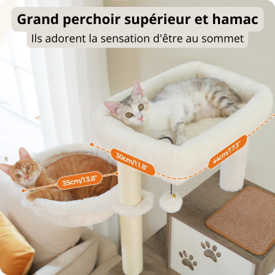 ARBRE A CHAT EN BOIS | Élégance Naturelle housse amovible Royaume Animalier