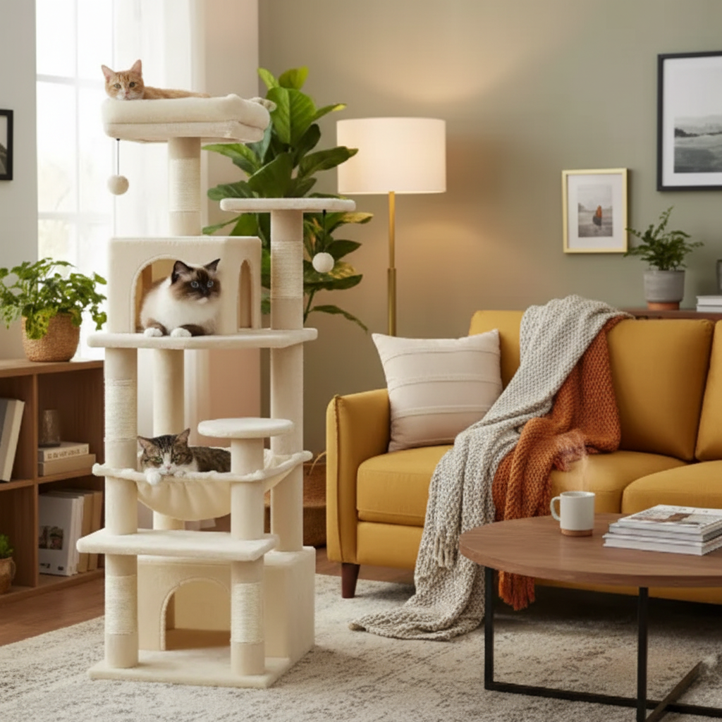 Arbre à chat avec jouets intégrés