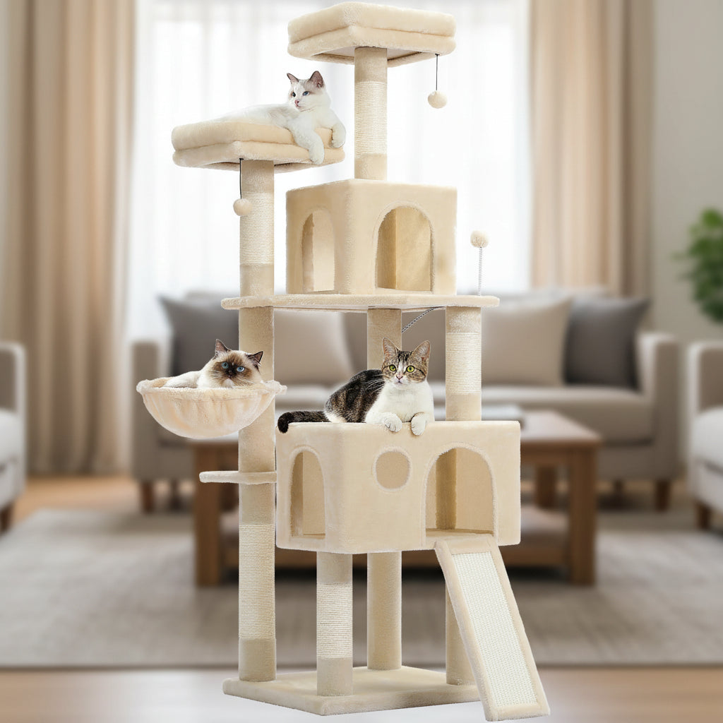 Arbre à chats milti-niveaux beige
