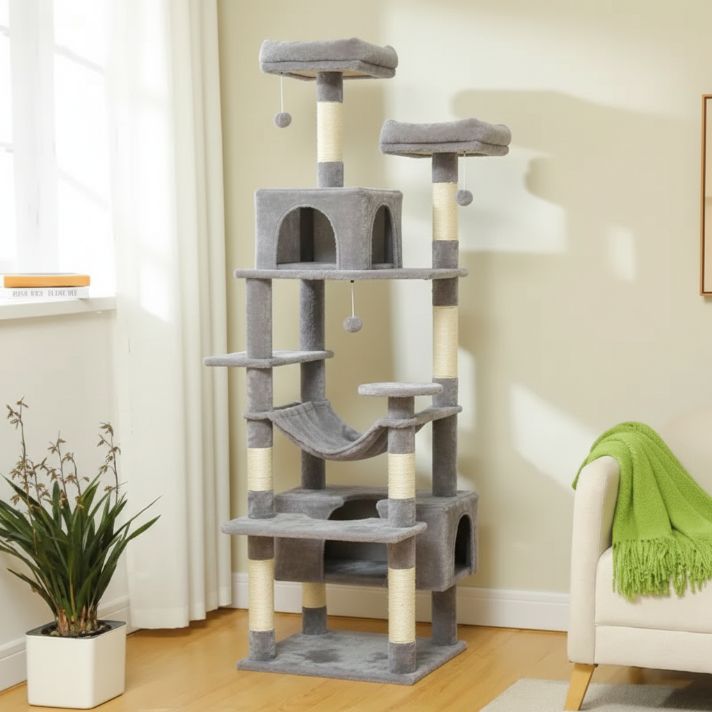 Arbre à chat avec hamac souple