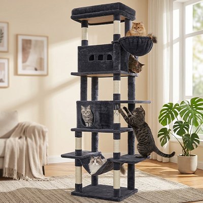 Arbre à chat XXL Tour du Roi coloris gris en intérieur