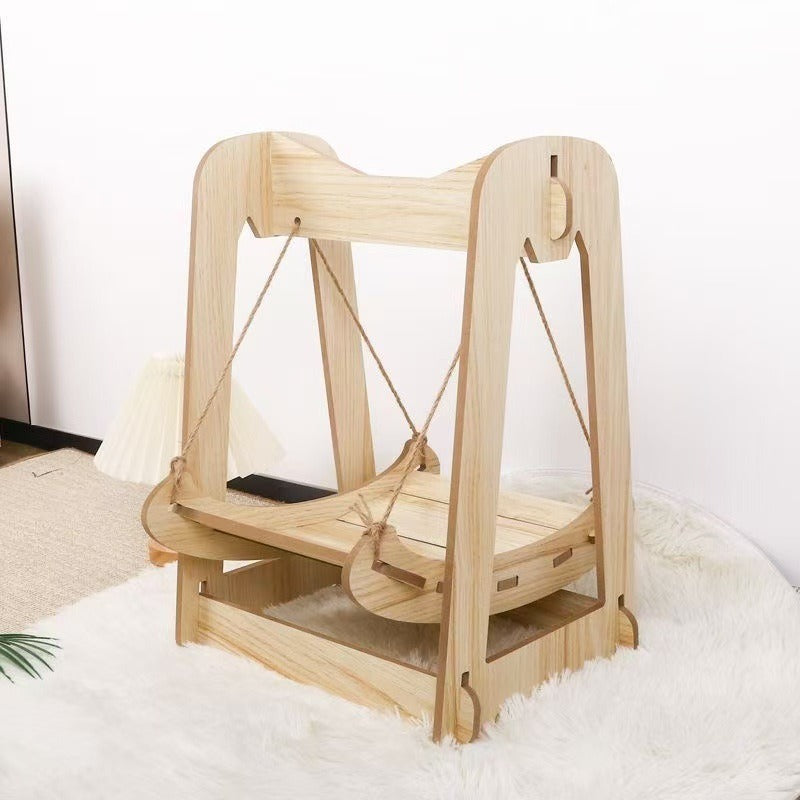 Structure balancoire chat en bois – hamac suspendu pour chat