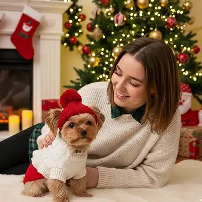 Bonnet de noel pour chien​ festif