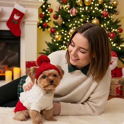 Bonnet de noel pour chien​ festif