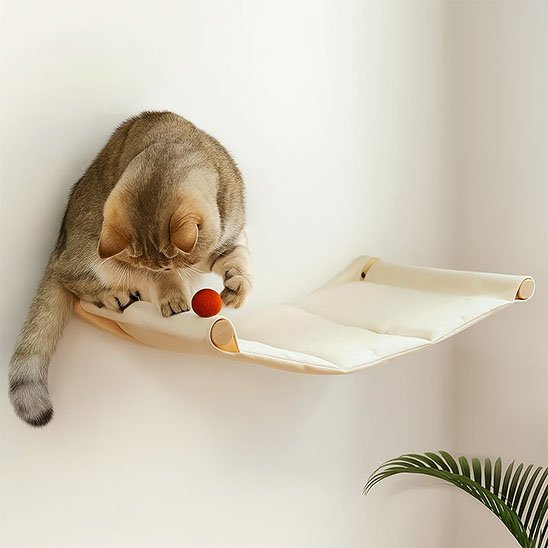 chat joue avec sa balle dans son Hamacs pour chat​s