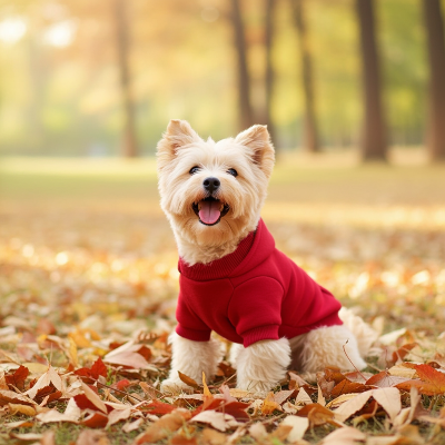 Chien l'automne porte Petit pull pour chien rouge