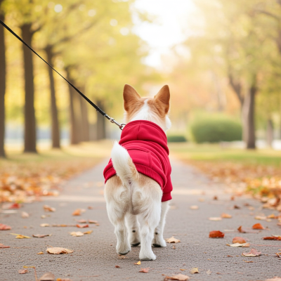 Chien au parc porte Petit pull pour chien rouge