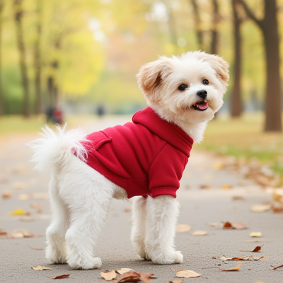 Chien porte Petit pull pour chien rouge