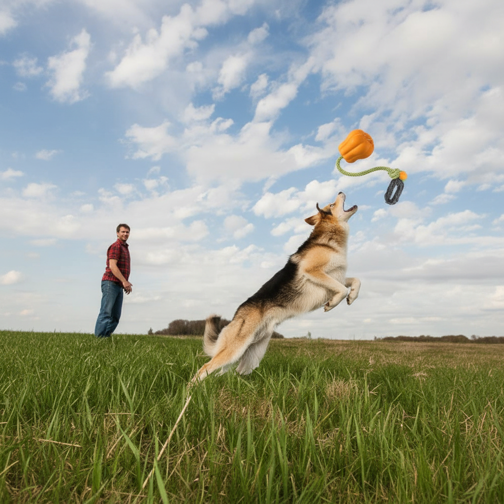 Jouets interactifs pour chiens – grand chien sautant pour attraper le jouet en plein air