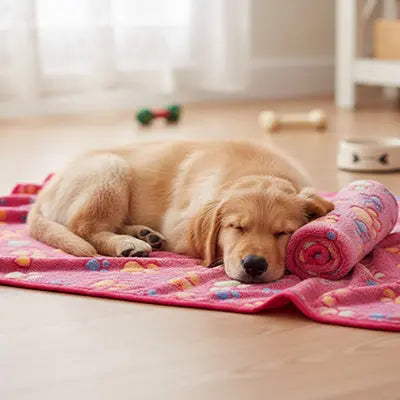 couverture chien rose