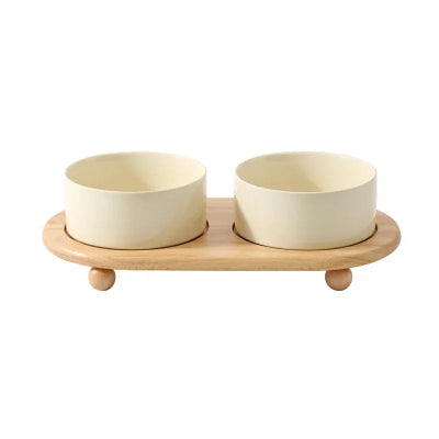 Gamelle en céramique pour chien beige