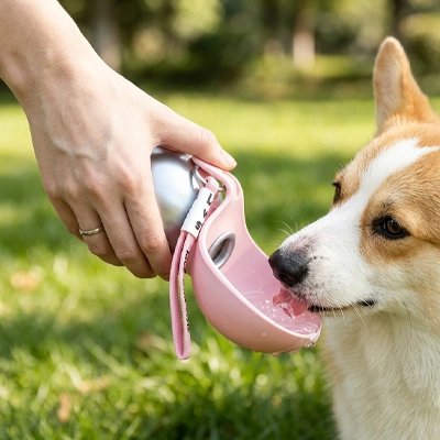 Gourde voyage chien 2-en-1 - hydratation en balade avec bol silicone