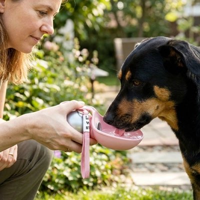 Gourde chien anti-fuite - distribution d'eau contrôlée en promenade