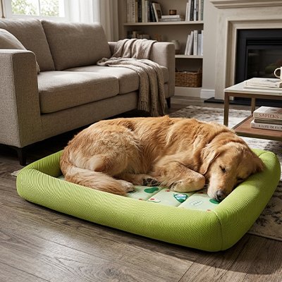 chien brun salon dort sur Tapis rafraichissant Chien 