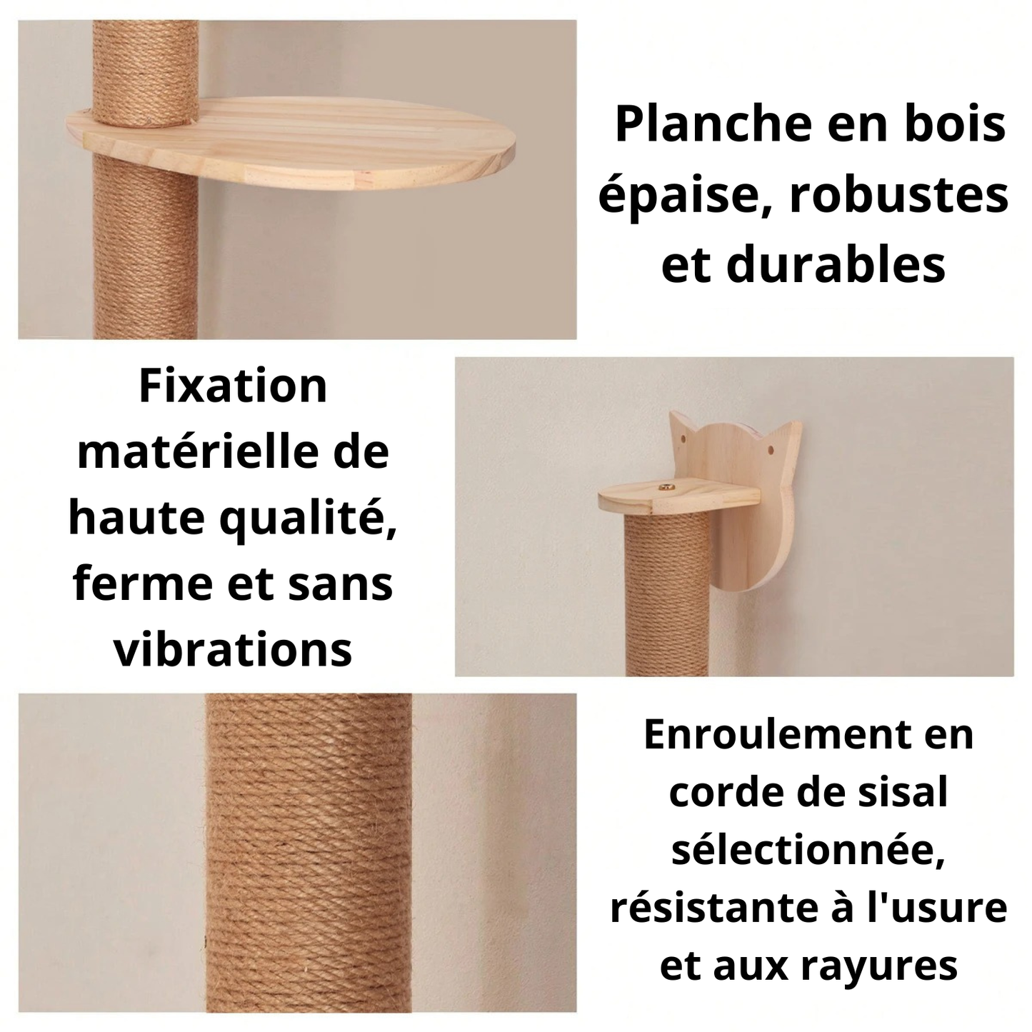 GRIFFOIR A CHAT MURAL | Sisal Naturel Royaume Animalier