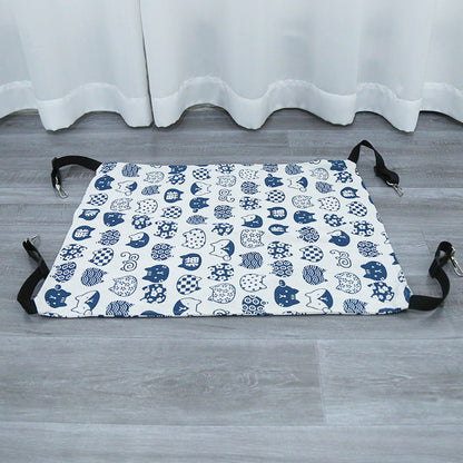 hamac à chat blanc et bleu